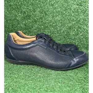 Bally Switzerland Mens Size 8 D Navy Blue Leather Sneakers Casual Luxury Shoes